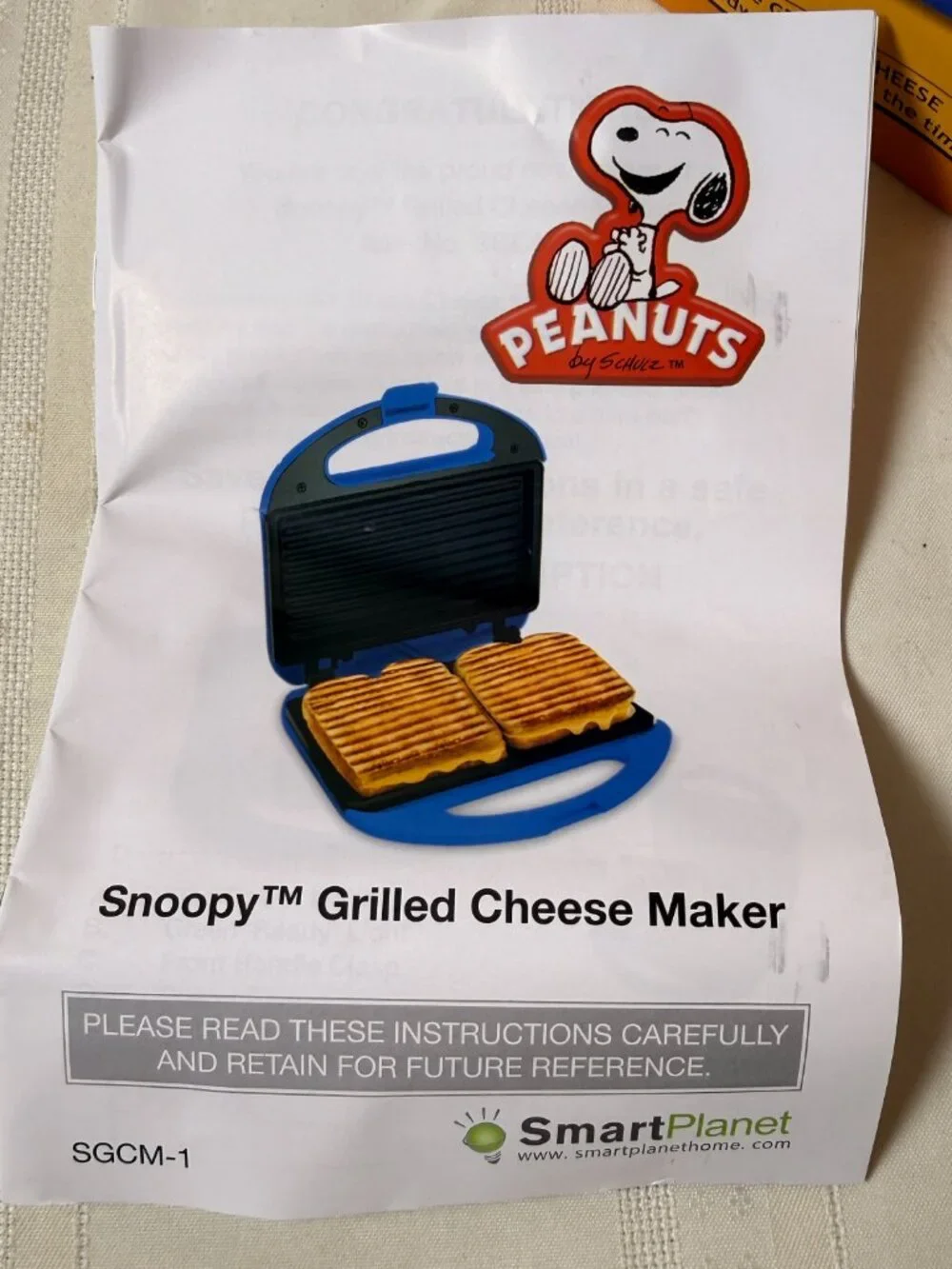 Vintage 1990's Smart Planet Snoopy Grilled Cheese Maker Peanuts Joe Cool Blue